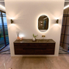 Mondiaz CIRO-DLUX Ensemble de meubles de salle de bains - 160x45x50cm - lavabo solid surface Lava - 1 vasque à droite - sans trous de robinet - 4 tiroirs - Noyer SW1530151