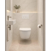 Pack WC QeramiQ Dely Swirl Compact - réservoir encastrable Geberit UP320 - avec bâti-support Burda - abattant 25 mm - plaque de commande en pierre naturelle marbre blanc - boutons ronds - blanc mat SW1595678