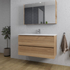 Adema Chaci Ensemble de meuble - 100x46x57cm - 1 vasque en céramique blanche - 1 trou de robinet - 2 tiroirs - armoire de toilette - cannelle SW826914