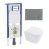 QeramiQ Dely Toiletset - 36.3x51.7cm - diepspoel - rimless - Geberit UP720 inbouwreservoir - softclose toilet zitting - 35mm - bedieningsplaat licht grijs - rechthoekige knoppen - glans wit SW1428030