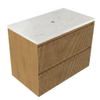 Saniclass Holz Atelier Badkamermeubelset - 80x45x63cm - Dia marmeren wastafelblad gepolijst (wit) - zonder kraangat - 2 lades - mat eiken natural (hout) SW1479068