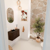 Mondiaz JOYA 60cm meuble de toilette - couleur Walnut - Vasque FAYE position Gauche 1 trou de robinet couleur Urban SW1421358