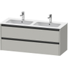 Duravit Ketho.2 Wastafelonderbouwkast - met 2 laden - voor dubbele wastafel - 128x48x55cm - met grepen antraciet - betongrijs mat SW771986