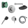 Hansgrohe Doucheset - partie encastrée - mitigeur thermostatique - pomme de douche - bras de douche - support mural - flexible de douche - douchette - ecosmart - chrome SW1204544