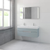 Bruynzeel Mino badmeubelset 56x120x38cm 2 kraangaten 2 wasbakken 2 lades met spiegel met softclose fjord groen SW384670 Bruynzeel Mino badmeubelset 56x120x38cm 2 kraangaten 2 wasbakken 2 lades met spiegel met softclose fjord groen SW384670