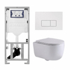 QeramiQ Dely Swirl Toiletset - 36.3x51.7cm - Geberit UP320 inbouwreservoir - met Burda frame - slimzitting - glans witte bedieningsplaat - rechthoekige knoppen - glans wit SW1126087