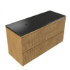 Saniclass Holz Atelier Badkamermeubelset - 120x45x63cm - Noche basalten wastafelblad gepolijst - 1 wasbak - zonder kraangat - 2 lades - mat eiken natural (hout) SW1478568