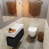 MONDIAZ ANDOR Toiletmeubel - 80x30x30cm - 0 kraangaten - 1 lades - urban mat - wasbak rechts - Solid surface - Wit SW473957