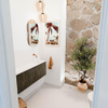 Mondiaz JOYA 111.6cm toiletmeubel - ronding links kleur Shadow - Wastafel FAYE positie Rechts Zonder kraangat kleur Talc. SW1421448