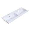 Arcqua Mira Lavabo encastré - 121x46x1.5cm - double vasque - 2 trous de robinet - marbre de synthèse - blanc brillant SW1581368