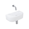 QeramiQ Fuente fonteinset – halfrond – 40x21.5x12 cm – keramiek wit mat – zonder kraangat – chromen kraan SW1233075