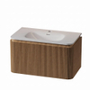 Royal Plaza Terra Edge Ensemble meuble de salle de bains - 80x44.7x46cm - vasque en solid surface blanc mat - 1 vasque - 1 trou de robinet - 2 tiroirs - sandwood (chêne clair) SW1471908