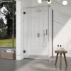 FugaFlow Eccelente Vetro Cabine de Douche - 100x100x200cm - charnières - poignée de porte - barre de stabilisation - verre clair strié - verre de sécurité - noir mat SW1222913