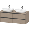 Duravit Ketho.2 Wastafelonderbouwkast - inclusief consoleplaat - met 4 laden - voor dubbele waskommen - 140x55x56.8cm - met handgrepen antraciet - linnen mat SW772462