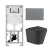 QeramiQ Dely Toiletset - 36.3x51.7cm - diepspoel - rimless - Geberit UP320 inbouwreservoir - met Burda frame - softclose toiletzitting - bedieningsplaat licht grijs - ronde knoppen - mat zwart SW1164794