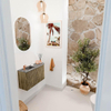 Mondiaz JOYA-DLUX 71.6cm toiletmeubel - ronding rechts kleur Dusk - Wastafel FAYE positie Links 1 kraangat kleur Sombra. SW1426159