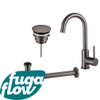 FugaFlow Eccelente Sobrado Kit robinet lavabo - robinet haut - bec rotatif - bonde non-obturable - siphon design bas - Gunmetal poli PVD SW1124134