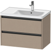 Duravit Ketho.2 Wastafelonderbouwkast - met 2 laden - voor waskom rechts - 78.4x45.5x54.9cm - met grepen antraciet - linnen mat SW773073