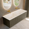 Mondiaz KURVE-DLUX Ensemble meuble de salle de bains - 130x46x40cm - 2 tiroirs - lavabo solid surface - double - sans trou de robinet - Shadow SW1414491