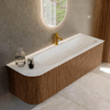 MONDIAZ KURVE-DLUX 145cm Meuble salle de bain avec module 25 G - couleur Walnut - 1 tiroir - 1 porte - vasque BIG LARGE droite - 1 trou de robinet - couleur Opalo SW1137670