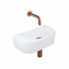 QeramiQ Fuente fonteinset – halfrond – 40x21.5x12 cm – keramiek wit mat – geborsteld koperen kraan SW1233123