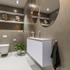 MONDIAZ TURE Toiletmeubel 100x23x50cm met 1 kraangaten 2 deuren cale mat Wastafel Eden midden Solid Surface Wit SW475108