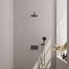 BRAUER gunmetal Carving Douche de pluie thermostatique encastrée - boutons-poussoirs - SET 57 - pomme de douche 20cm - bras mural courbé - douchette 3 jets - flexible de douche - coude de raccordement mural - PVD gunmetal brossé SW925691