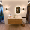 Mondiaz CIRO-DLUX Ensemble de meubles de salle de bains - 130x45x50cm - Vasque solid surface Glace - 1 bassin à droite - 1 trou de robinet - 4 tiroirs - Chêne SW1530829