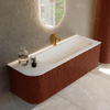 Mondiaz KURVE Ensemble de meubles de salle de bains - 135x46x40cm - 1 tiroir - 1 porte - vasque solid surface - droite - 1 trou de robinet - Ruby SW1415297