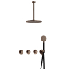 Hotbath Cobber IBS70 Regendoucheset - inbouw - 30cm plafondarm - 30cm ronde hoofddouche - 3 standen handdouche - messing verouderd koper (goud) SW677606