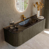 Mondiaz KURVE-DLUX Badkamermeubelset - 140x46x40cm - 1 lade - 2 deuren - wastafel solid surface - midden - 1 kraangat - Shadow SW1414651