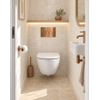 Pack WC QeramiQ Dely Swirl Compact - réservoir encastrable Geberit UP320 - avec bâti-support Burda - abattant slim - plaque de commande en métal cuivre - boutons ronds - blanc mat SW1595639