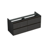 Forzalaqua Reno 2.0 meuble sous-lavabo 140x51x60cm avec 4 tiroirs sans poignées à fermeture douce Chêne massif Black oiled SW492377