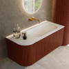 Mondiaz KURVE Ensemble meuble de salle de bains - 105x46x40cm - 1 tiroir - 1 porte - vasque solid surface - droite - sans trou de robinet - Ruby SW1415597