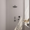 BRAUER Gunmetal Carving inbouw regendoucheset – Ø30 cm hoofddouche – 40 cm rechte wandarm – ronde handdouche SW715957
