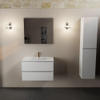 Mondiaz AIVY Ensemble de meuble - 80x45x50cm - 1 trou de robinet - 1 vasque talc céramique - Centre - 2 tiroirs - avec miroir - MDF Talc SW892326
