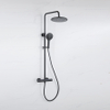 FugaFlow Eccelente Ensemble de douche de tête - thermostatique - douche de tête 30cm - flexible lisse - douchette ronde - noir mat SW1451032