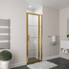 Aqua Vista Porte pivotante triple avec partie fixe - 80x200 cm - verre transparent - laiton brossé (or) SW736534