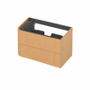 INK Concept R Meuble sous-lavabo - 80x45x52cm - 2 tiroirs - poignées en saillie - fraisées - angle arrondi à gauche - MDF - light veneer SW1405485