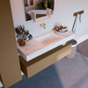 Mondiaz ALAN-DLUX Ensemble de meuble - 130cm - meuble - Oro mat - 1 tiroir - Lavabo Cloud Ostra suspendu - vasque Centre - 0 trous de robinet - Beige SW807773