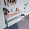 Mondiaz ALAN-DLUX Ensemble de meuble - 100cm - meuble Clay mat - 1 tiroir - Lavabo Cloud Opalo suspendu - vasque Centre - 1 trou de robinet SW809116