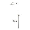 IVY Bond Ensemble de douche pluie - encastrable - symétrie - 2 robinets d'arrêt - bras mural 40 cm - pomme de douche medium 20 cm - barre curseur avec sortie - flexible de douche 150 cm - douchette stick - Metal black brossé PVD SW1034085