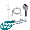 FugaFlow Eccelente Sobrado Ensemble de douche barre curseur avec douchette ronde, flexible en métal et robinet de douche Chrome SW1124040