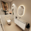 MONDIAZ TURE-DLUX Meuble toilette - 100cm - Talc - EDEN - vasque Ostra - position centrale - sans trou de robinet SW1104673