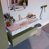Mondiaz ALAN-DLUX Ensemble de meuble - 110cm - meuble Army mat - 1 tiroir - Lavabo Cloud Glace suspendu - vasque Centre - 1 trou de robinet SW806155