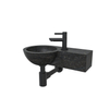 Wiesbaden B-stone fonteinset – rond – 40x23x10 cm – hardsteen zwart – kraangat rechts – mat zwarte kraan SW794631