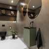 MONDIAZ TURE Kit lave-mains - 40x23x50cm - 0 trous de robinet - 1 porte - armée mate - Lavabo à droite - Solid Surface Noir SW475323