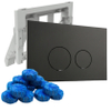 FugaFlow Eccelente Plaque de commande Press avec porte-bloqueur de toilettes - pour réservoir encastré Geberit UP320 - double chasse - boutons ronds - plastique - incluant 12 bloqueurs de toilettes mats noirs SW1469344