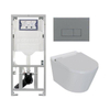 QeramiQ Luma Douche WC Set - Geberit UP320 inbouwreservoir - met Burda frame - fohn - ladydouche - bedieningsplaat licht grijs - rechthoekige knoppen - glans wit SW1471998