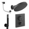 Crosswater MPRO ensemble de douche pluie encastré – douche de tête Ø 30 cm – bras mural courbé 20.2 cm – vidage de baignoire – noir mat SW1472754